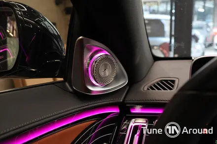 벤츠 W223 S500 실내의 완성 송풍구엠비언트 피아노트림 포함 5가지 시공 / 성남,분당,판교