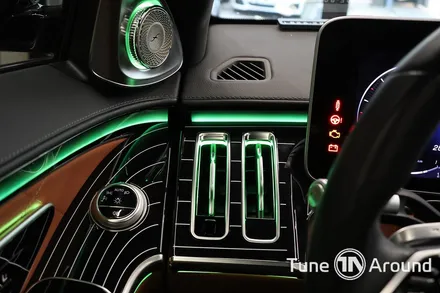 벤츠 W223 S500 실내의 완성 송풍구엠비언트 피아노트림 포함 5가지 시공 / 성남,분당,판교