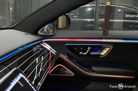 벤츠 W223 S500 액티브엠비언트 전동트위터 천장 부메스터 피아노트림 교체 시공 / 성남,분당,판교
