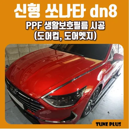 경남 창원 마산 튠플러스 2019 신형 쏘나타 DN8 도어컵, 도어엣지 무황변 PPF 생활보호필름 시공 / 창원 의창구 서상동