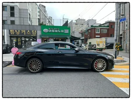 벤츠 s63amg 범퍼 크롬몰딩 교환 및 크롬랩핑 과 코치 라인 작업 / 동대문구 장안동