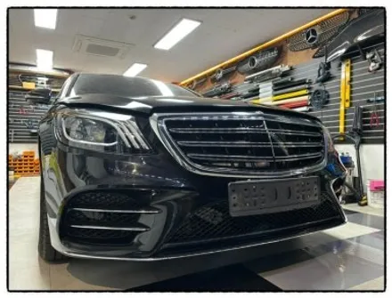 벤츠 s350 차량을 벤츠 s450 amg 앞 범퍼. 헤드라이트. 뒤 범퍼. 테일램프 교환과 본넷 도색. 휀다도색 으로 후기형 amg 차량으로 변신해 보자!! / 동대문구 장안동