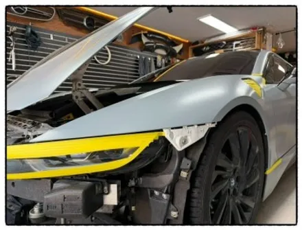 bmw i8 범퍼 수리 도색 및 범퍼 랩핑. 펜더 랩핑으로 깔끔하게 해보자~^^ / 동대문구 장안동