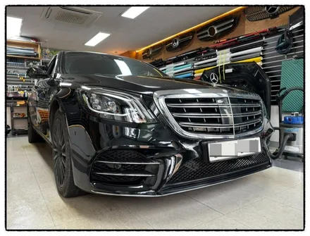 벤츠 s450 전면. 조수석 사고로 인해 범퍼. 헤드라이트. 휀다. 사이드스컷 교환 도색으로 깔끔하게 만들어 보자^^ / 동대문구 장안동
