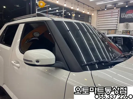 김해 레이노썬팅  믿고 맡겼습니다~언블리치드 아이보리 블랙모노톤 캐스퍼 터보 액티브 / 경남 김해