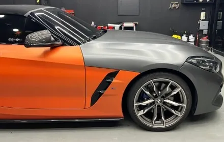 안산 BMW Z4 랩핑, M40i 차량에 시공이 까탈스러운 무광 크롬 로마니 레드 셋업! / 안양시 동안구 관양동