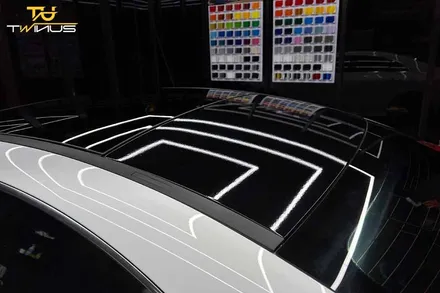벤츠CLA45S AMG 3M 4D 유광카본 부분랩핑 및 블랙유광 루프스킨 / 안양시 동안구 관양동