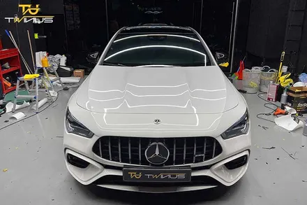 벤츠CLA45S AMG 3M 4D 유광카본 부분랩핑 및 블랙유광 루프스킨 / 안양시 동안구 관양동
