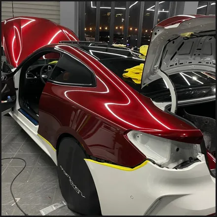 [동탄 랩핑] ●BMW 4시리즈 쿠페 택렙 슈프림레드 전체랩핑+블랙PPF루프스킨● / 동탄 영천동