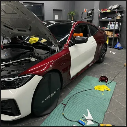 [동탄 랩핑] ●BMW 4시리즈 쿠페 택렙 슈프림레드 전체랩핑+블랙PPF루프스킨● / 동탄 영천동
