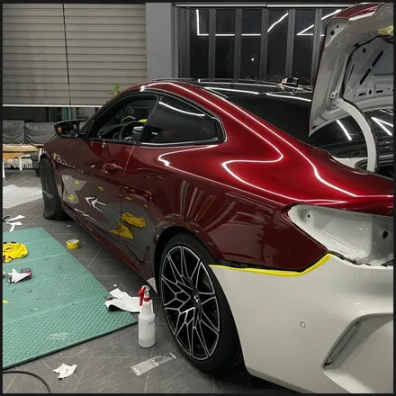 [동탄 랩핑] ●BMW 4시리즈 쿠페 택렙 슈프림레드 전체랩핑+블랙PPF루프스킨● / 동탄 영천동
