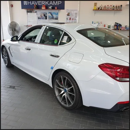 [찰스오토] <제네시스 G70> 하버캠프 SL-Chrome Bond 틴팅 + Gtechniq EXO V4 유리막코팅 + 생활보호PPF + QXD3000 +  아이나비 커넥티드 / 동탄 영천동