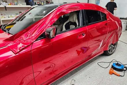 BMW 340i 캔디레드랩핑 완벽한 비비카스킨 / 인천, 부평