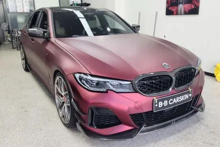 BMW 340i 캔디레드랩핑 완벽한 비비카스킨 / 인천, 부평