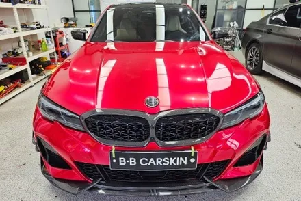 BMW 340i 캔디레드랩핑 완벽한 비비카스킨 / 인천, 부평