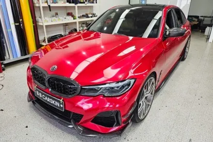 BMW 340i 캔디레드랩핑 완벽한 비비카스킨 / 인천, 부평