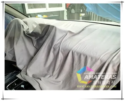 일산썬팅 아마테라스일산(모터빌리지)의 산타페TM 화이트크림 신차검수 부터 신차패키지 시공기 / 고양시 구산동