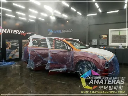 일산썬팅 잘하는곳 산타페TM 인스퍼레이션 라바오렌지 입고 , 신차검수 & 신차패키지 아마테라스썬팅 시공기 / 고양시 구산동