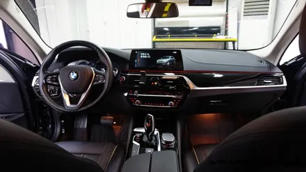 BMW520d G30 실내랩핑 천안카본랩핑 부분랩핑 블랙브러쉬 강서구[래퍼스제이] / 천안 불당동