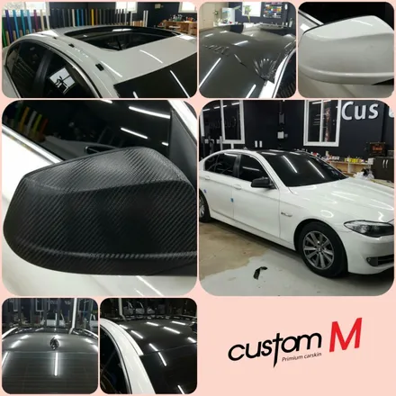 [커스텀엠]차종:BMW528I  시공내용:부분랩핑 시공부위: 루프스킨과 사이드미러 랩핑.bmw부분랩핑.자동차랩핑.카스킨.커스텀엠평택본점 / 평택 도일동