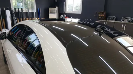 당진랩핑 평택카스킨샵 커스텀엠 : 벤츠CLA 45AMG 루프스킨 블랙유광으로 뽀인뜨~! / 평택 도일동