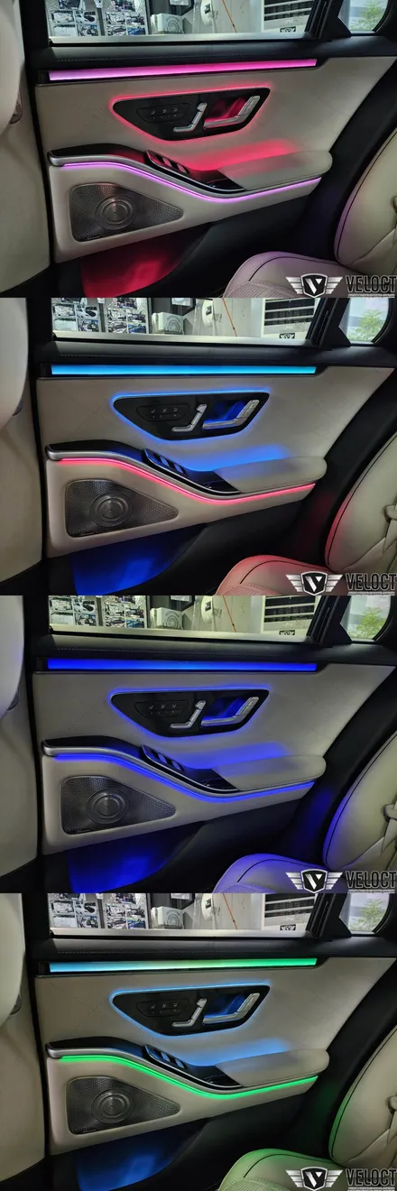 벤츠 W223 S클래스, 4D부메스터와 액티브 엠비언트 패키지 / 안드로이드 리어모니터 (노바 X13 PLUS)