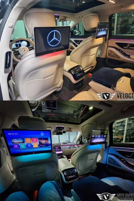 벤츠 W223 S클래스, 4D부메스터와 액티브 엠비언트 패키지 / 안드로이드 리어모니터 (노바 X13 PLUS)