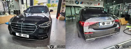 벤츠 W223 신형 S클래스 숏바디 S400d - 4D전동부메스터와 액티브 엠비언트 패키지 시공