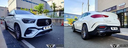 벤츠 페리 GLE쿠페, 인테리어 포인트 (부메스터 트위터, 선글라스 부메스터, 선루프, 천장 부메스터 엠비언트 + 잠자리 AMG 하단커버 패들 교체)