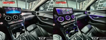 벤츠 C클래스 C200, No 엠비언트 -> 64색 생성, 송풍구 엠비언트로 화려한 무드 추가