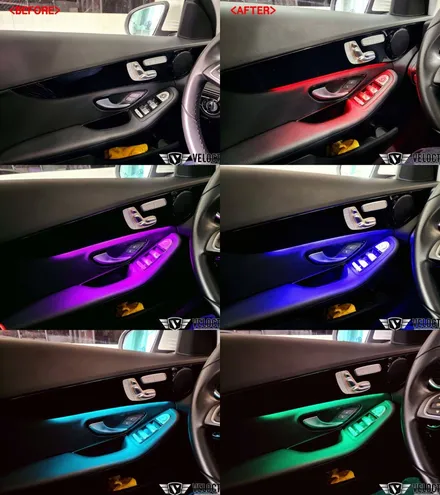 벤츠 C클래스 C200의 화끈한 드레스업!! 인테리어편 (64색 엠비언트 생성, 대시보드 AMG 추가)