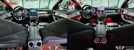 벤츠 C클래스 C200, No 엠비언트 -> 64색 생성, 송풍구 엠비언트로 화려한 무드 추가
