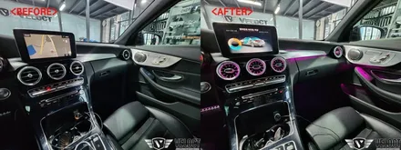 벤츠 C클래스 카브리올레, 64색 확장 송풍구 대시보드 엠비언트 / 무선 카플레이, 안드로이드 오토 모듈