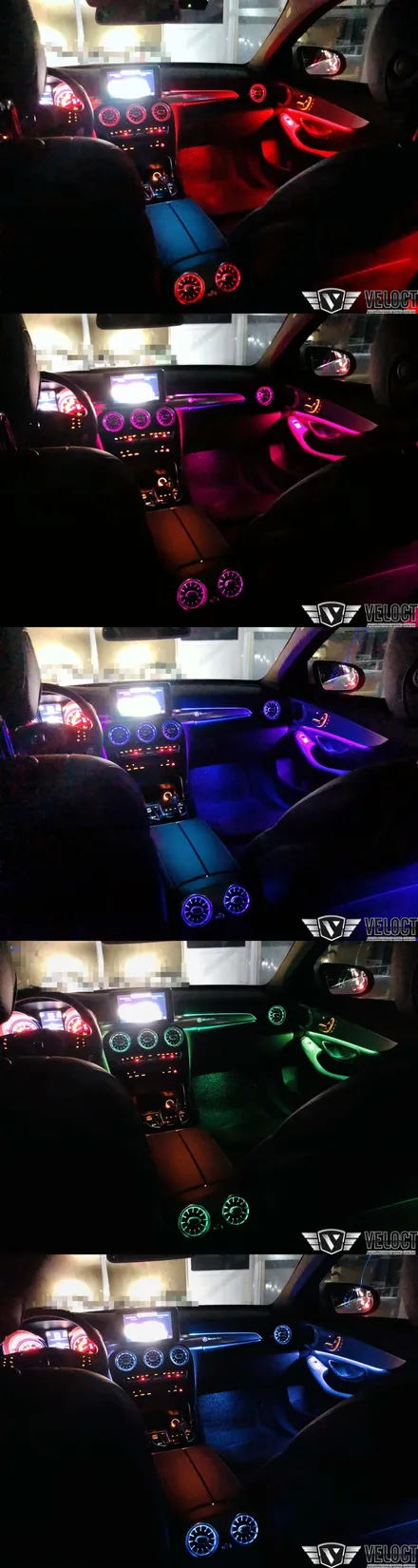 벤츠 W205 C클래스, 3색의 C클래스와 비교불가!! 64색 엠비언트의 매력 즐기기 (송풍구, 대시보드 엠비언트 추가 / 카플레이 모듈까지)