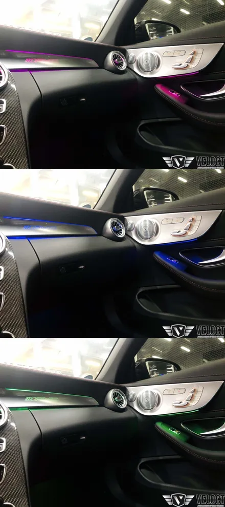 벤츠 신형 C클래스 C43 AMG 카브리올레에 엠비언트가 없었다면 믿으시겠습니까? 이제 64색 Full 엠비언트로 완전 무장!!!