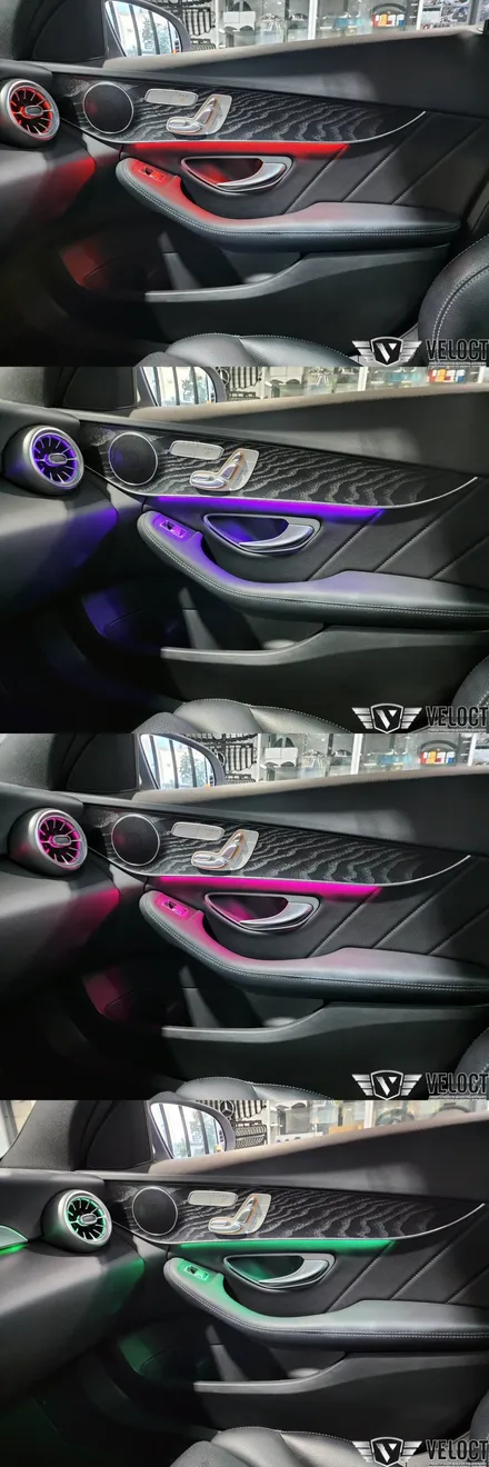 벤츠 W205 전기형 C클래스 3색을 64색으로 바꿔야하는 이유, 무드업!! 광량업!! (송풍구 엠비언트, 대시보드 AMG 엠비언트 추가)