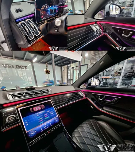 벤츠 W223 S클래스 실내무드의 중심!! 천장 부메스터 엠비언트