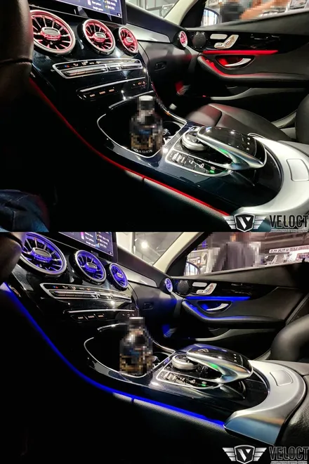 벤츠 W205 C클래스 후기형 C200, 64색 활성화와 송풍구 엠비언트 추가