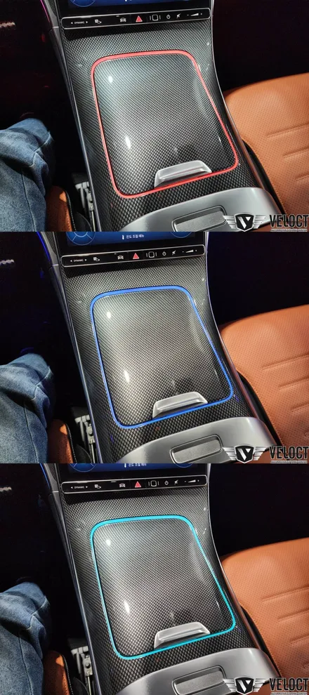 벤츠 W206 신형 C클래스 C200 빠진 엠비언트 옵션(대시보드, 도어손잡이, 송풍구) + 센터콘솔, 등받이 엠비언트 추가