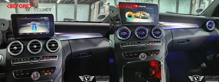 벤츠 W205 C클래스 베스트 모음, 64색 확장 / 송풍구 + 대시보드 엠비언트 / 무선 카플레이 + 안드로이드 오토 모듈