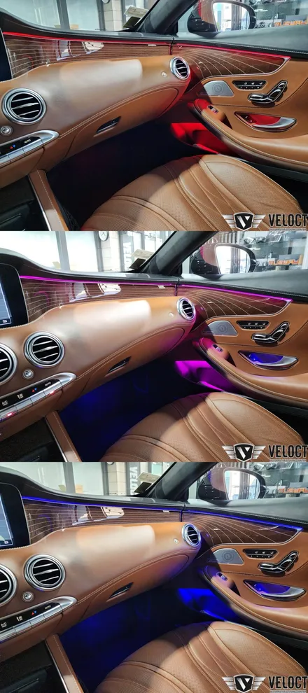 벤츠 W222 S63AMG 쿠페,  64색 엠비언트 광량업으로 더욱 화사해진 인테리어 무드!!