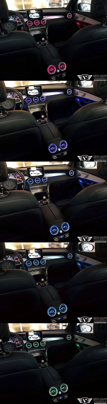 벤츠 3색 GLC의 가장 큰 변화, 64색으로 업그레이드된 엠비언트 (1+2열 송풍구, 대시보드 AMG)