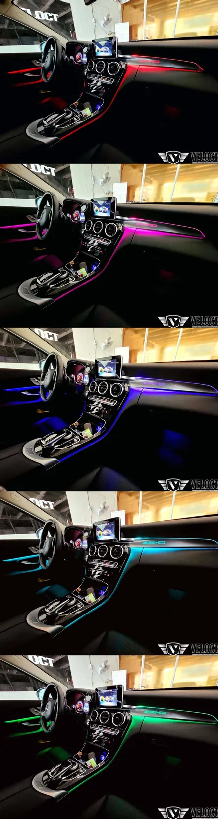 벤츠 C클래스 C200의 화끈한 드레스업!! 인테리어편 (64색 엠비언트 생성, 대시보드 AMG 추가)