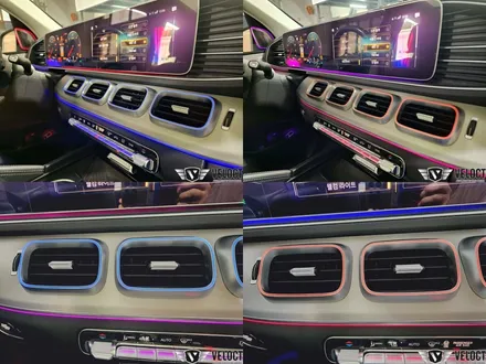 벤츠 신형 GLE300d, 송풍구 라인 엠비언트와 미드스피커 부메스터 커버와 엠비언트 추가