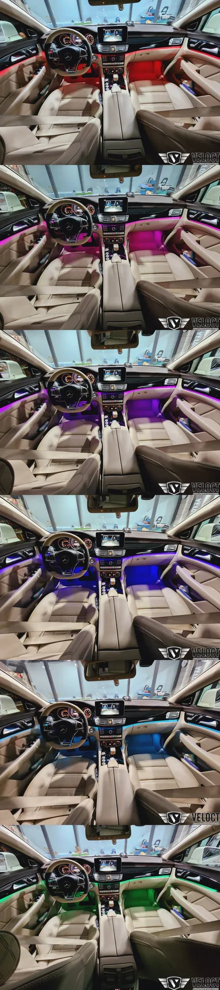 벤츠 W218 CLS 베이지실내 극대화!! 순정형 12색 엠비언트 (with 무선 카플레이, 안드오토)