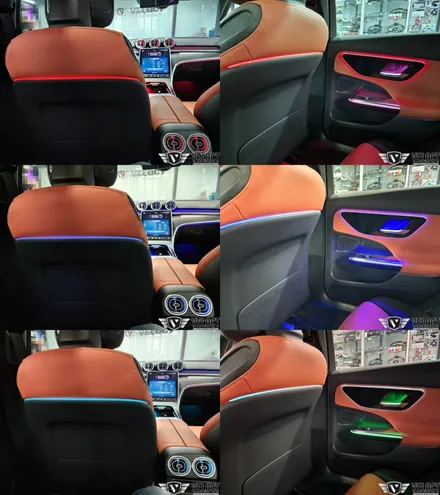벤츠 W206 신형 C클래스 C200 빠진 엠비언트 옵션(대시보드, 도어손잡이, 송풍구) + 센터콘솔, 등받이 엠비언트 추가