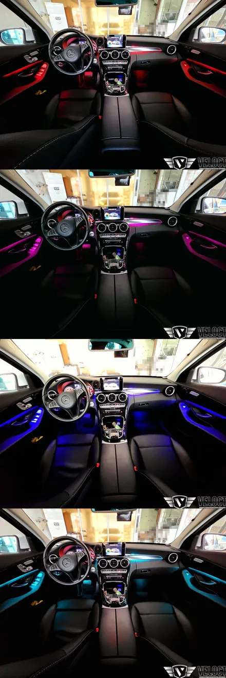 벤츠 C클래스 C200의 화끈한 드레스업!! 인테리어편 (64색 엠비언트 생성, 대시보드 AMG 추가)