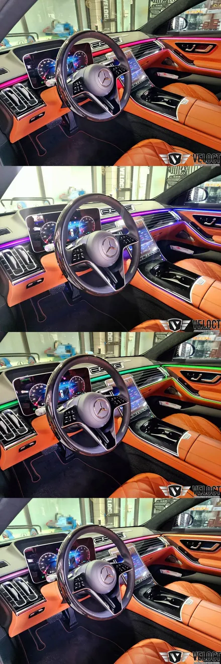 벤츠 신형 W223 S클래스, 순정 피아노 트림 풀세트 교체!! (등받이 트림 포함)