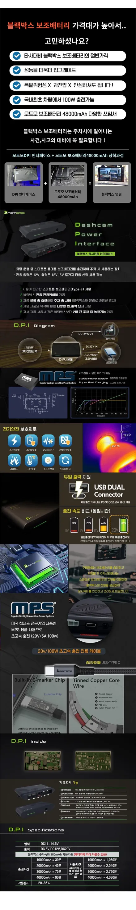 신개념 블랙박스 보조배터리 모토모DPI + 모토모 파워뱅크 48000mah 제품소개 합니다. / 서울 중랑구