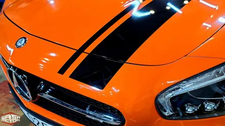 [부천 랩핑] 벤츠 AMG GT 글로스오렌지에 블랙으로 포인트 데칼 시공 / 부천시 원미구 상동